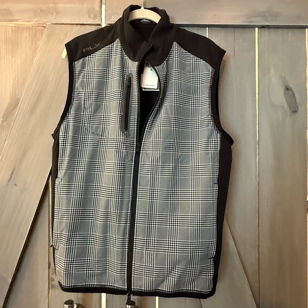 Men's Ralph Lauren RLX Black & Gray Plaid Performance Vest